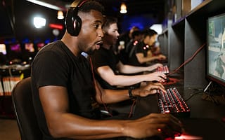 man playing computer game